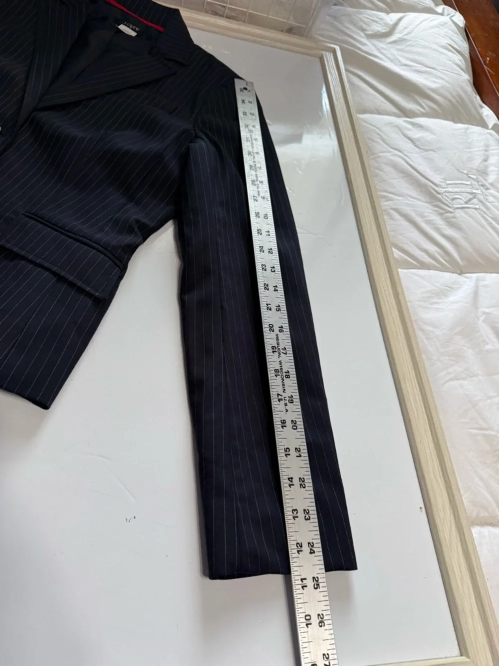 J.Crew Women's Suit Set Navy Blue Pinstripe Wool Blazer (Sz 8) & Pants (Sz 2)